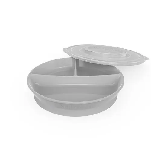 Plato Dividido Twistshake 6+M Gris Pastel     