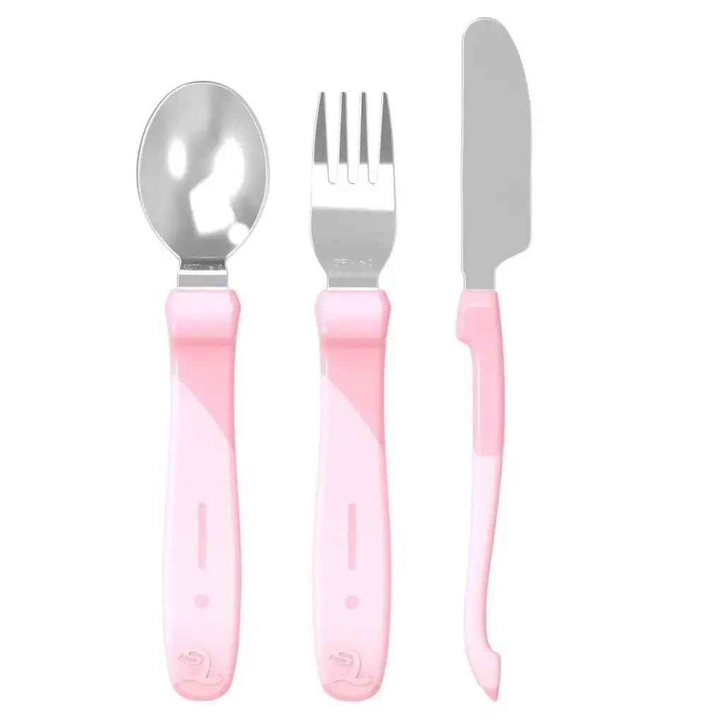 Cubiertos De Aprendizaje De Acero Inoxidable 12+M Rosado   