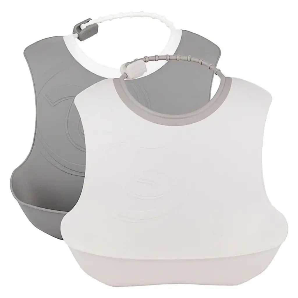 Baberos Twistshake 2x 4+M Blanco Y Gris Pastel   