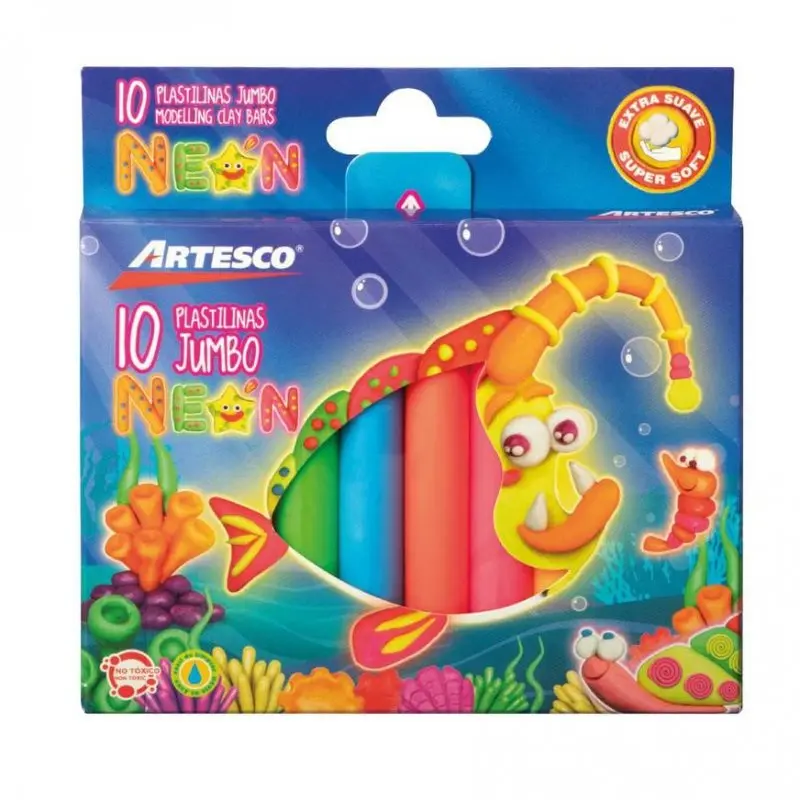 Plastilina jumbo neón 10 colores