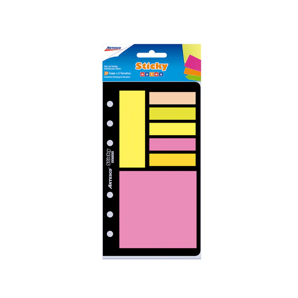 Notas adhesivas neon set 3 tamaños
