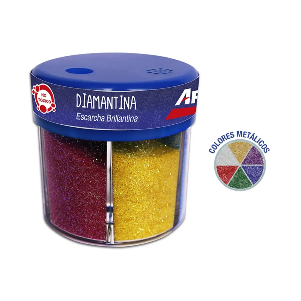 Escarcha en dispensador metal neon 6 colores Artesco