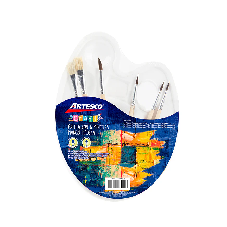 Pinceles set x 6 unid Artesco
