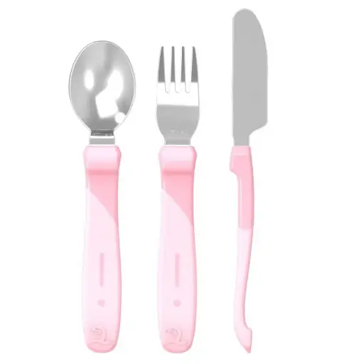 [78209] Cubiertos De Aprendizaje De Acero Inoxidable 12+M Rosado   