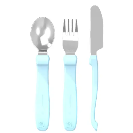 [78210] Cubiertos De Aprendizaje De Acero Inoxidable 12+M Azul   