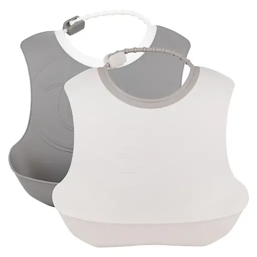 [78597] Baberos Twistshake 2x 4+M Blanco Y Gris Pastel   