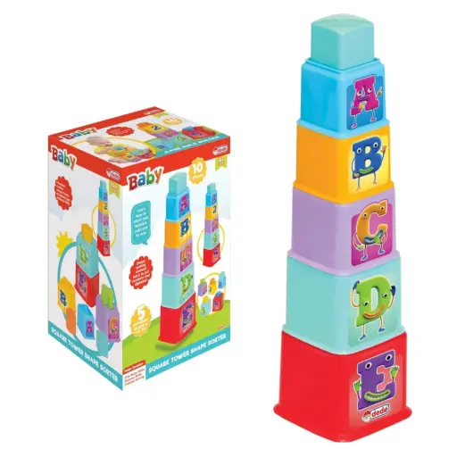 [3464] Baby Square Tower Shape Sorter